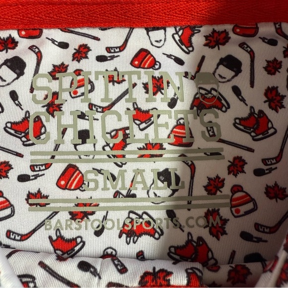 BARSTOOL SPORTS / SPITTIN CHICLETS / PRESIDENTS CUP HOCKEY PRINT GOLF POLO - Picture 9 of 10